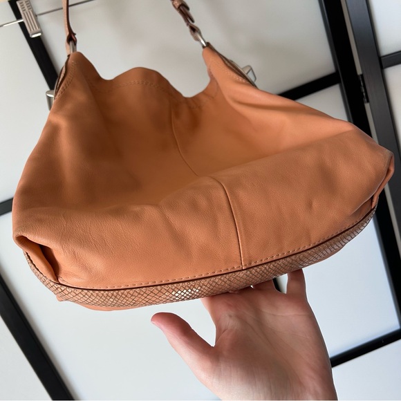 Coach Penelope Shoulder Hobo Bag in a Peach Coral Leather - Picture 8 of 13
